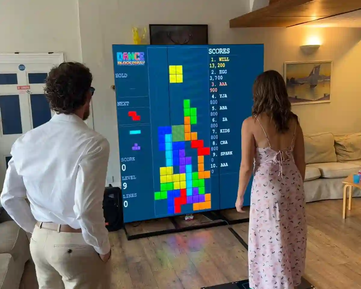 Giant Tetris being played at a wedding