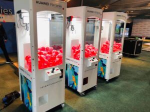 company branded prize crane claw machine hire.