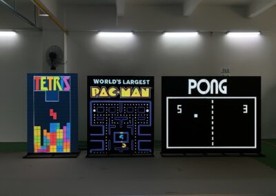 Super Large Arcade classic games on giant LED displays. Exclusive to MiniRacing Events.