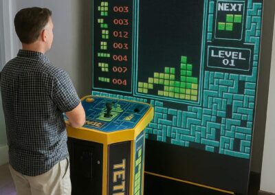 Man playing worlds largest TETRIS for hire.